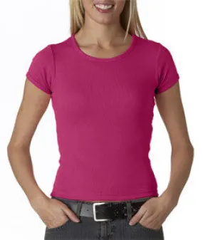 1441 Anvil Ladies' 1X1 Rib Scoop-Neck Tee Raspberry