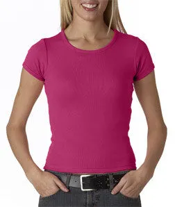 1441 Anvil Ladies' 1X1 Rib Scoop-Neck Tee Raspberry