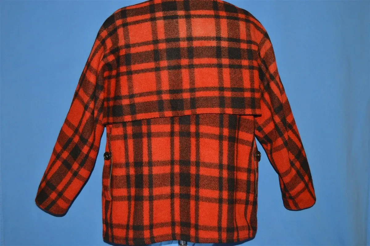 40s Double Mackinaw Black Red Check Coat Extra Large