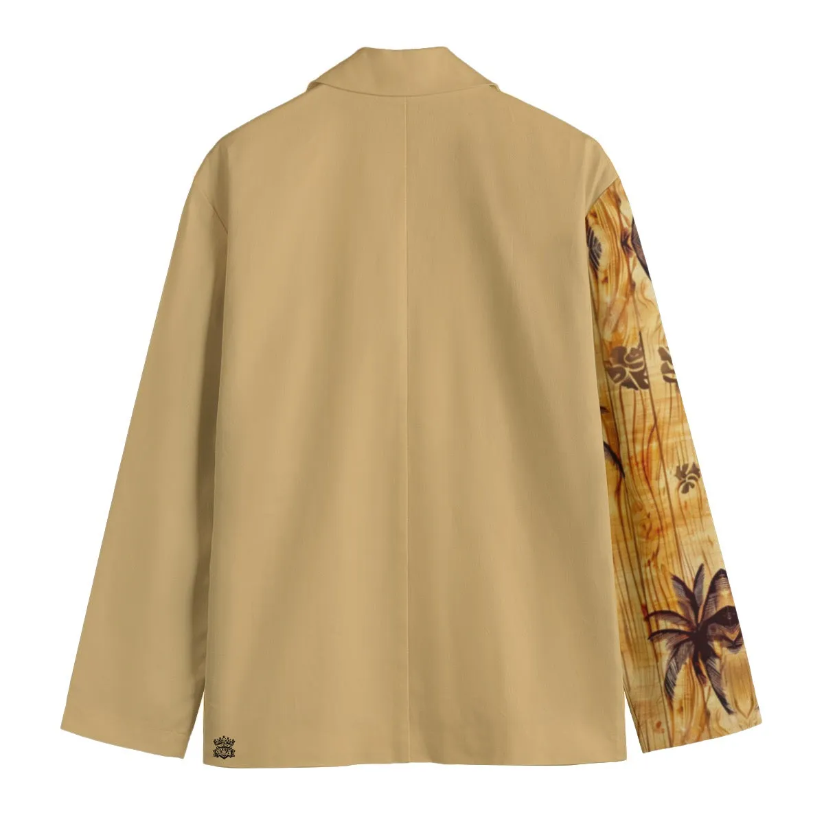 All-Over Print Men's Casual Flat Lapel Collar Blazer | 245GSM Cotton tan skull/surfboard print