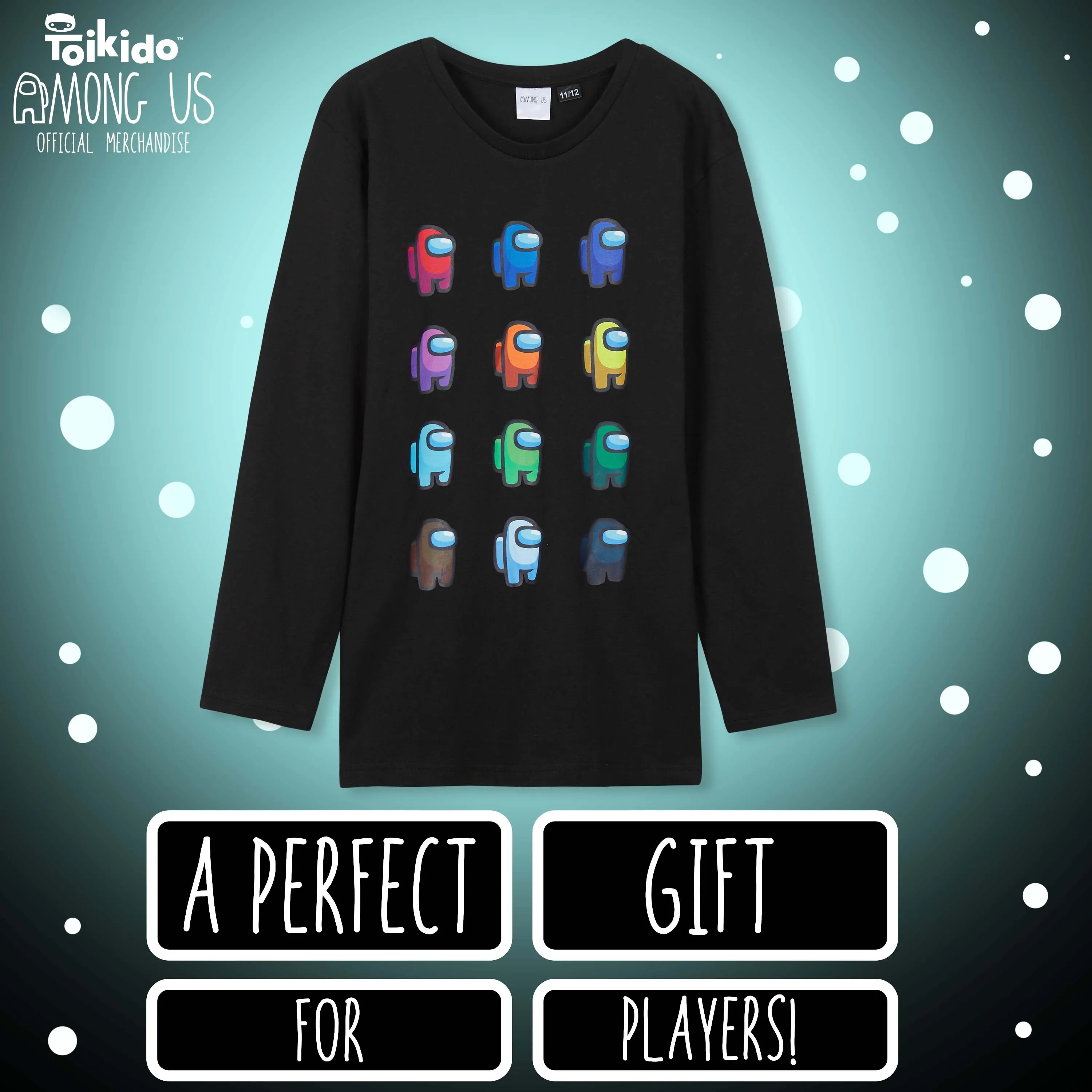 Among Us Boys Long Sleeve Black T Shirt, Gifts for Gamers
