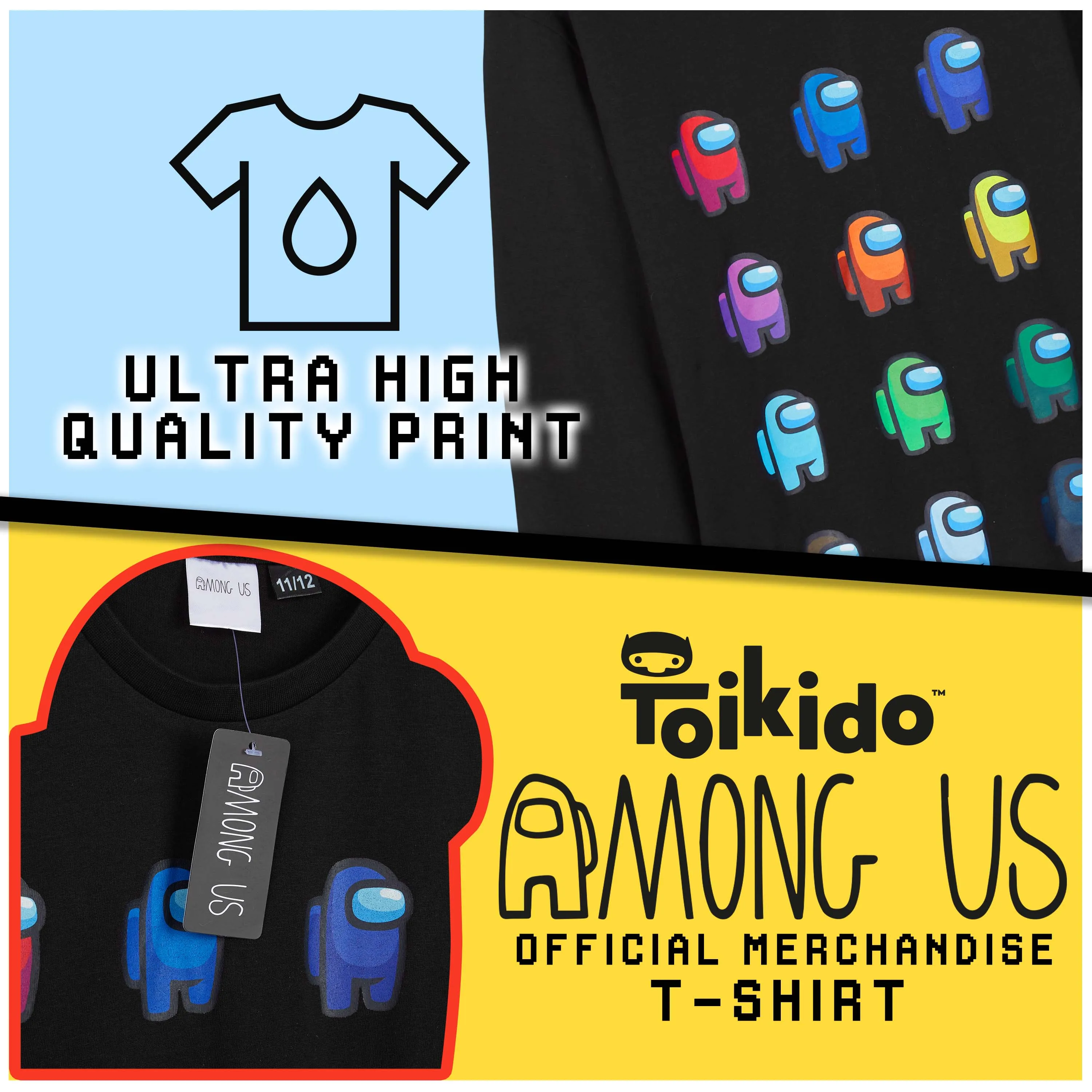 Among Us Boys Long Sleeve Black T Shirt, Gifts for Gamers
