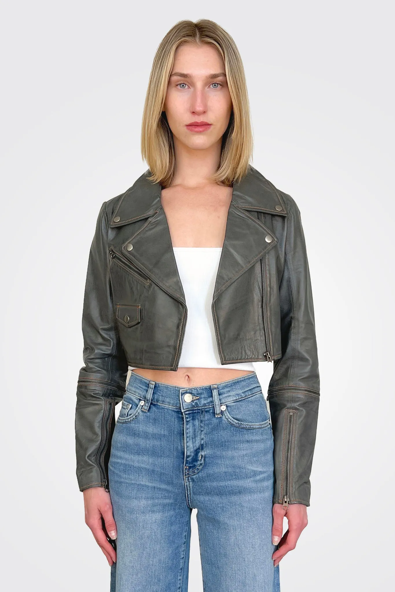 Audra Vintage Leather - Graystone