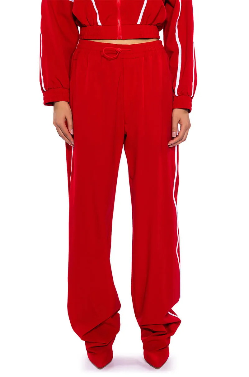 AZALEA WANG BOOT TRACK PANT IN SAGE RED