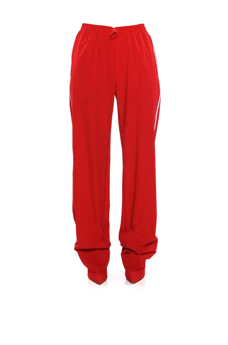 AZALEA WANG BOOT TRACK PANT IN SAGE RED