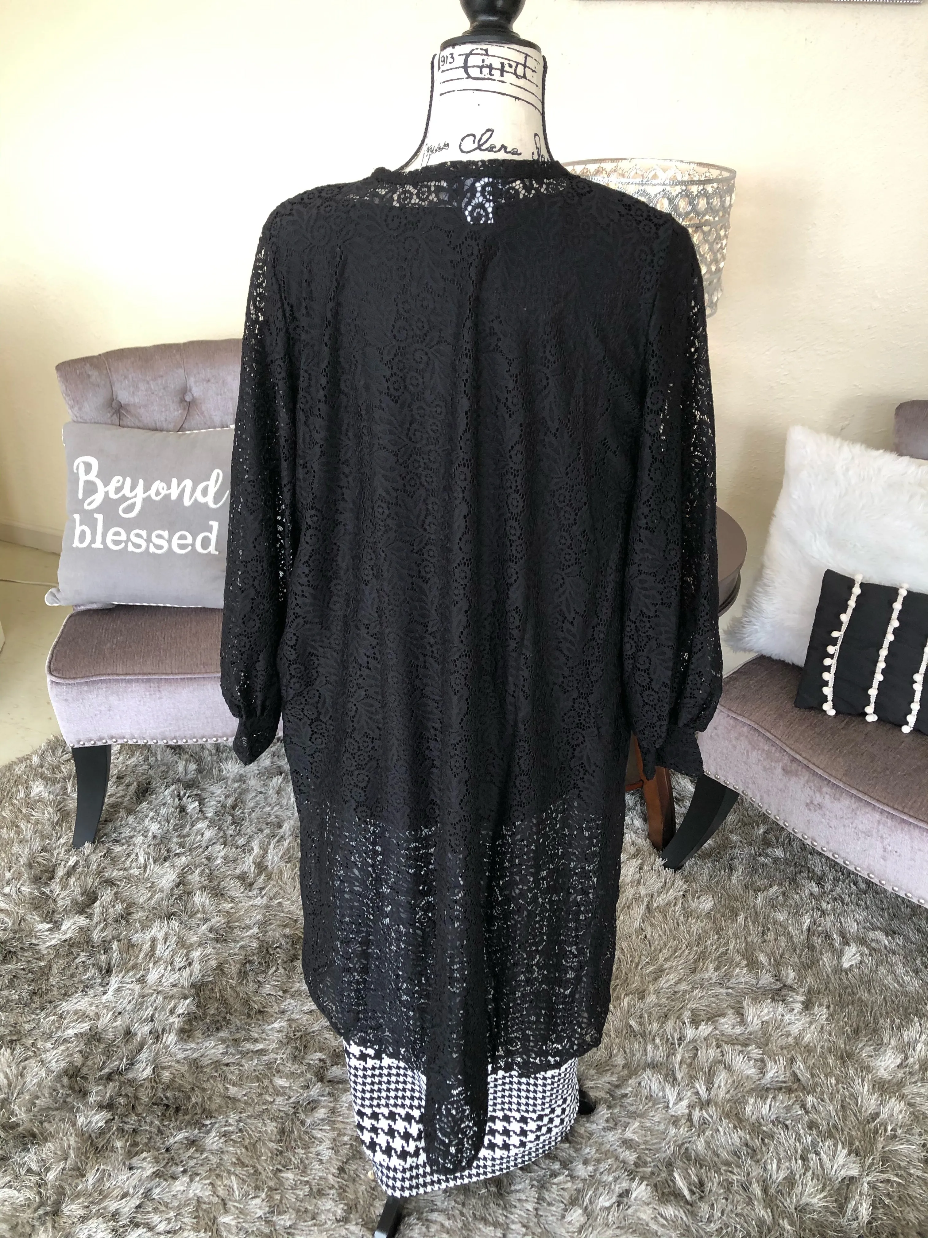 Bella Black Velvet And Lace Tunic (PL)