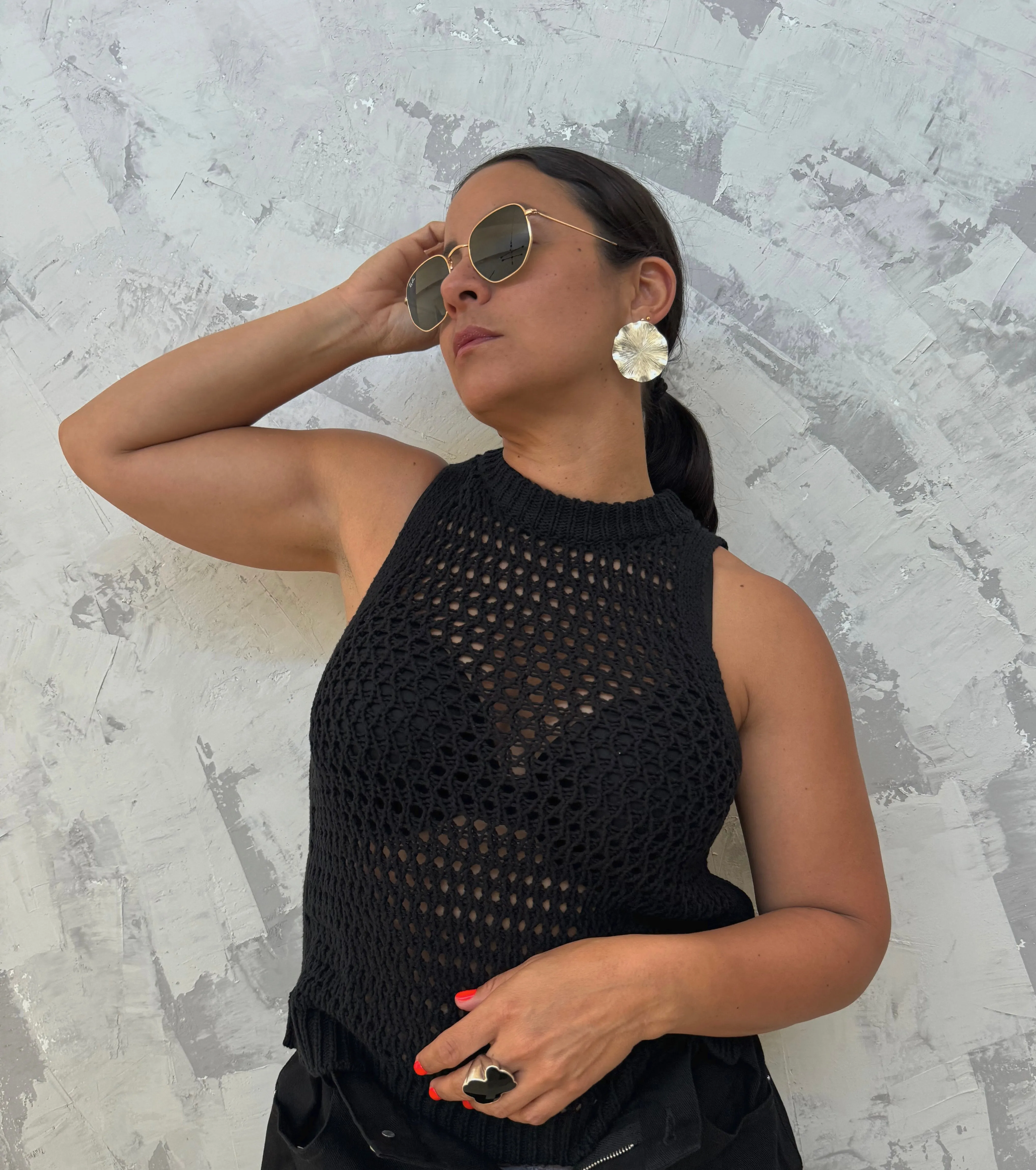 Black Crochet Top