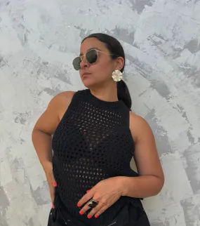 Black Crochet Top
