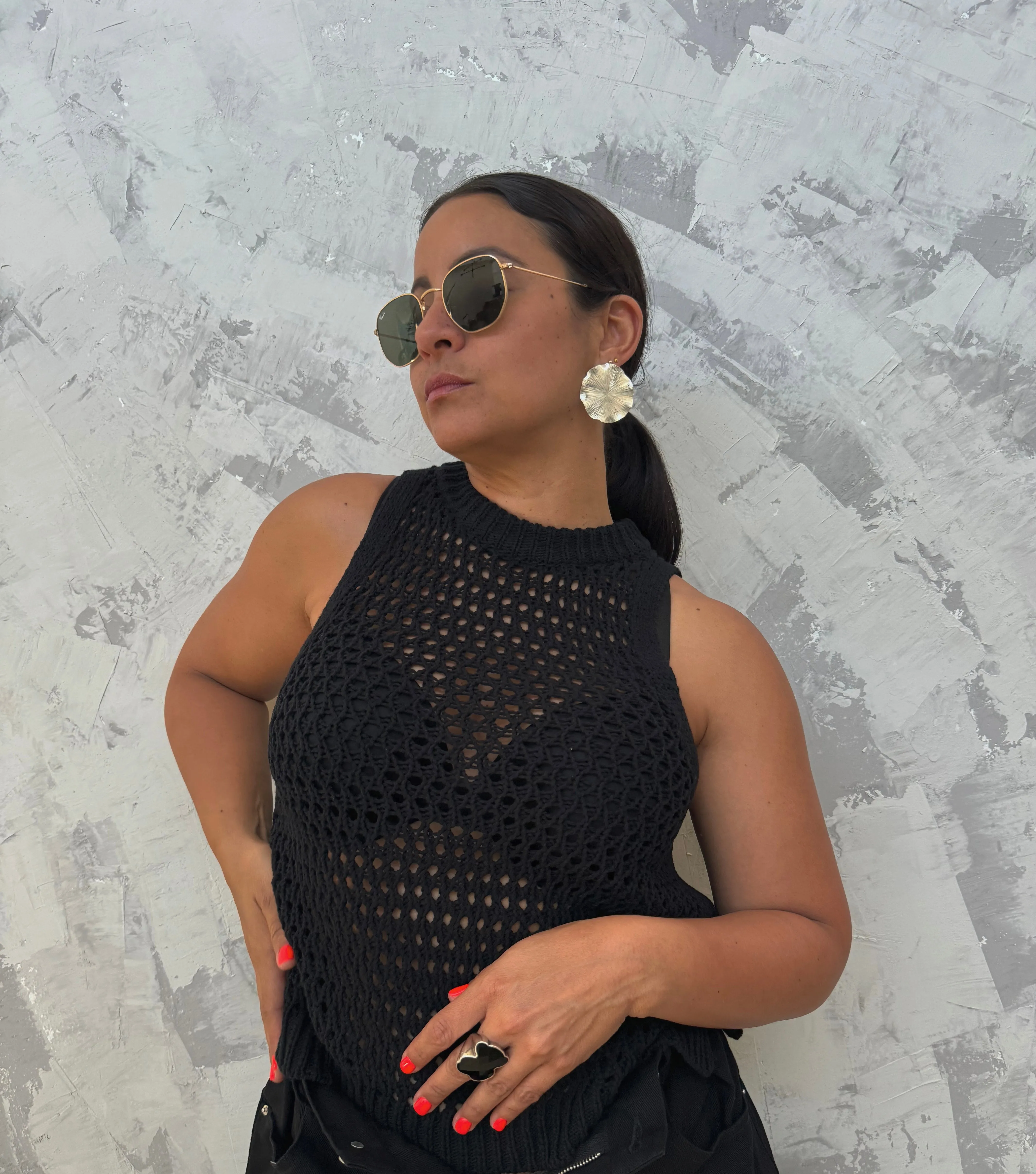 Black Crochet Top