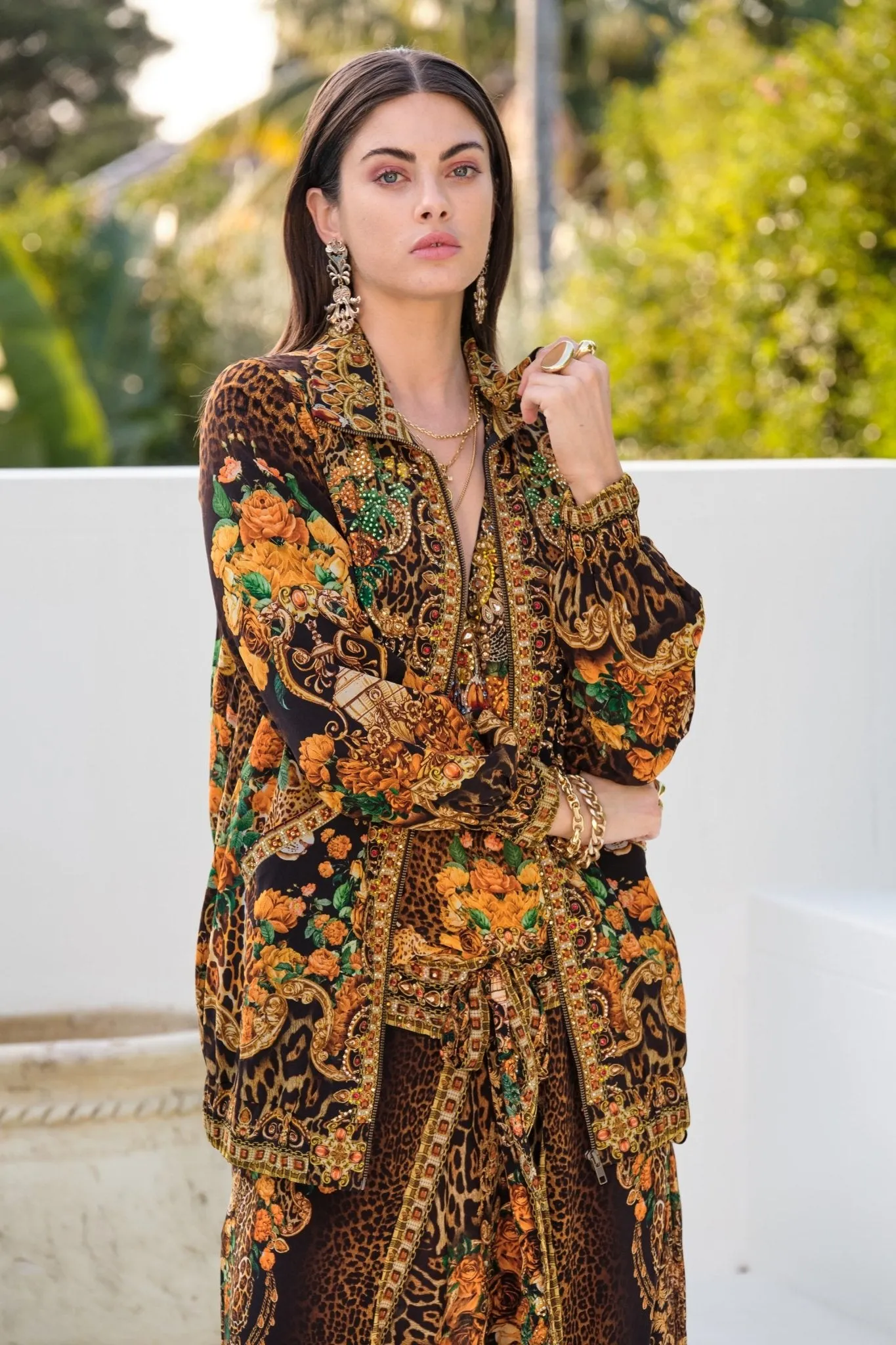 BLACK LEOPARDESS OVERSIZED BOMBER JACKET