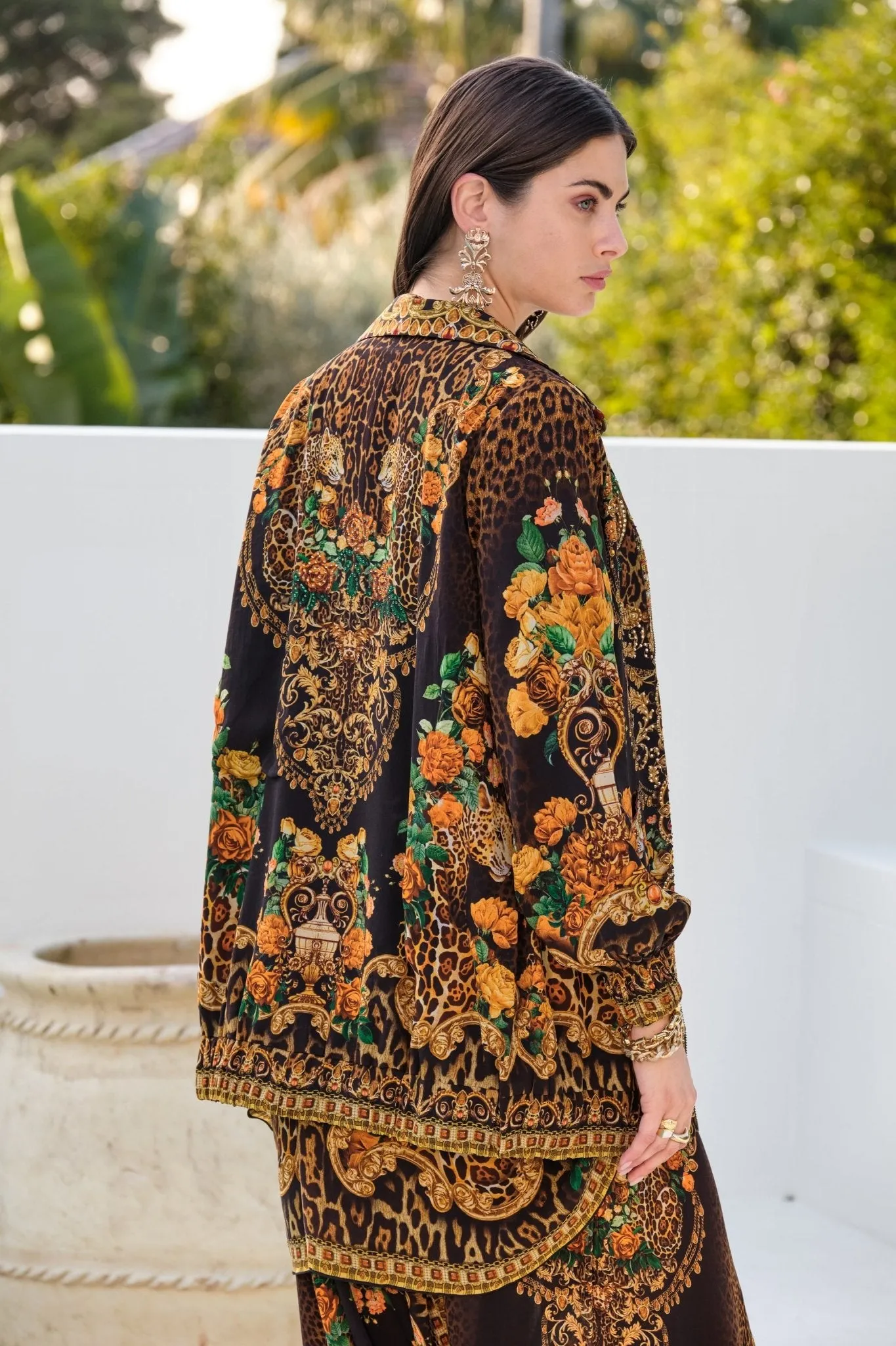BLACK LEOPARDESS OVERSIZED BOMBER JACKET
