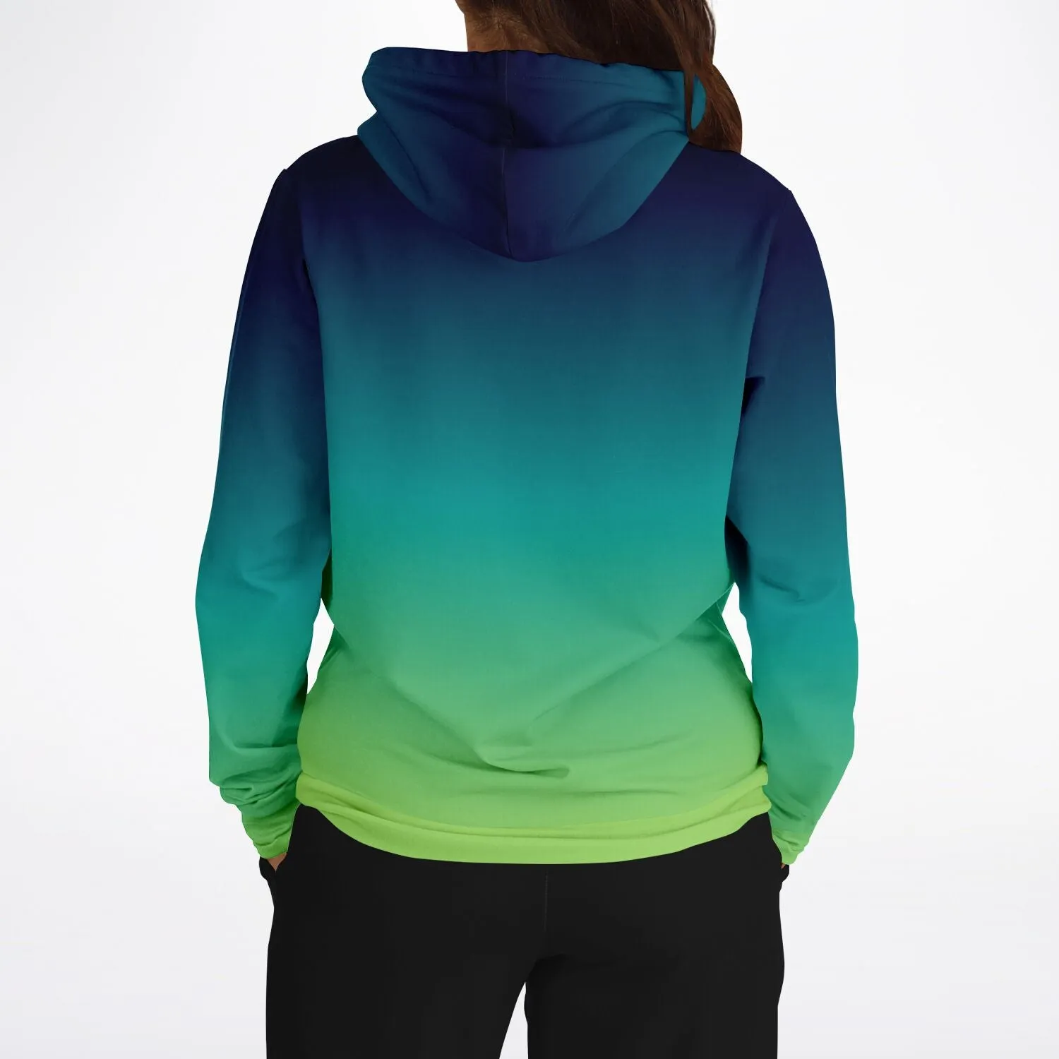 Blue and Green Ombre Hoodie, Tie Dye Gradient Pullover Men Women Adult Aesthetic Graphic Hooded Sweatshirt with Pockets