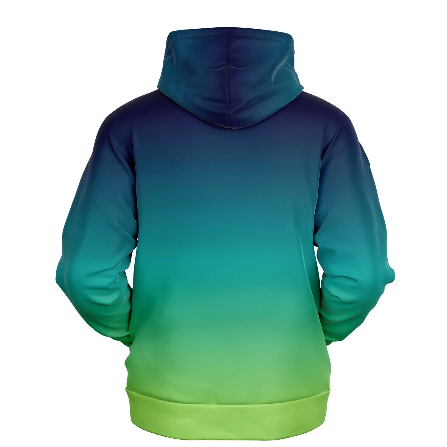 Blue and Green Ombre Hoodie, Tie Dye Gradient Pullover Men Women Adult Aesthetic Graphic Hooded Sweatshirt with Pockets