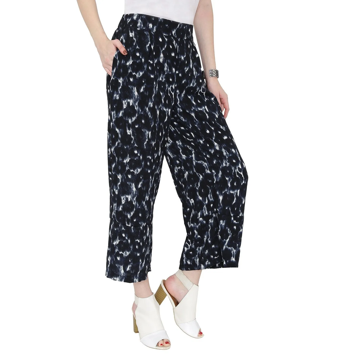 Blue Printed Flared Pants