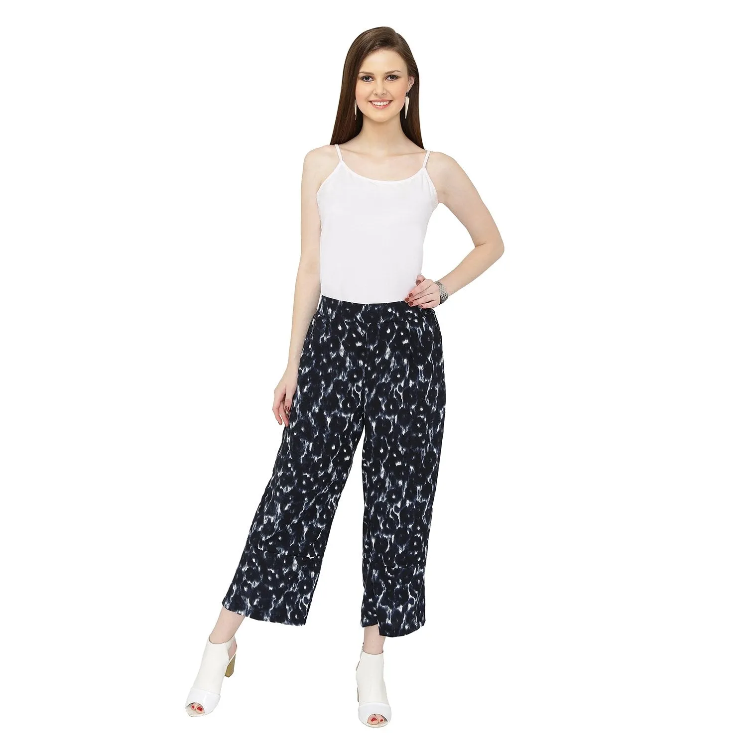 Blue Printed Flared Pants