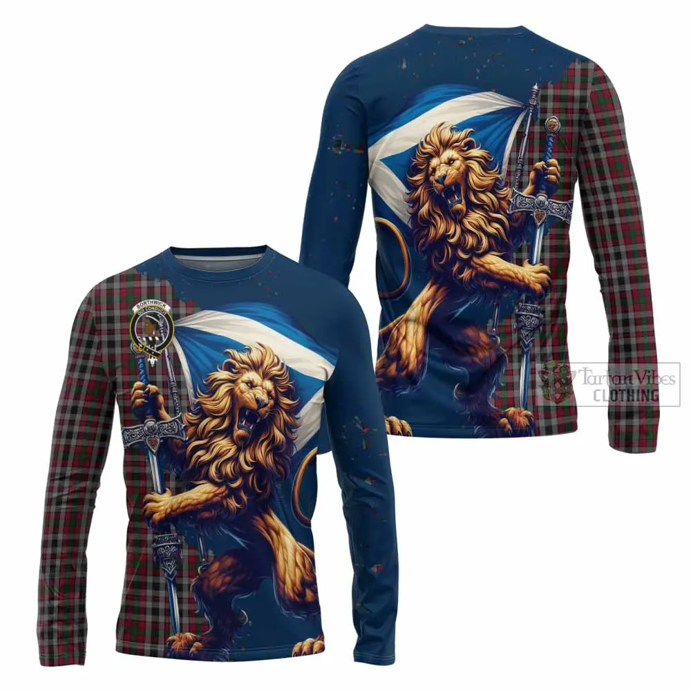 Borthwick Tartan Family Crest Long Sleeve T-Shirt with Scottish Majestic Lion