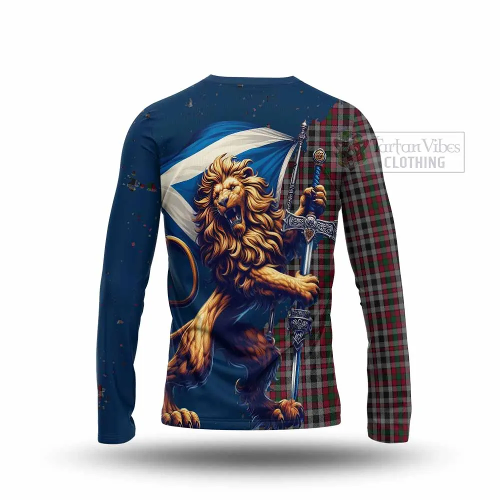 Borthwick Tartan Family Crest Long Sleeve T-Shirt with Scottish Majestic Lion