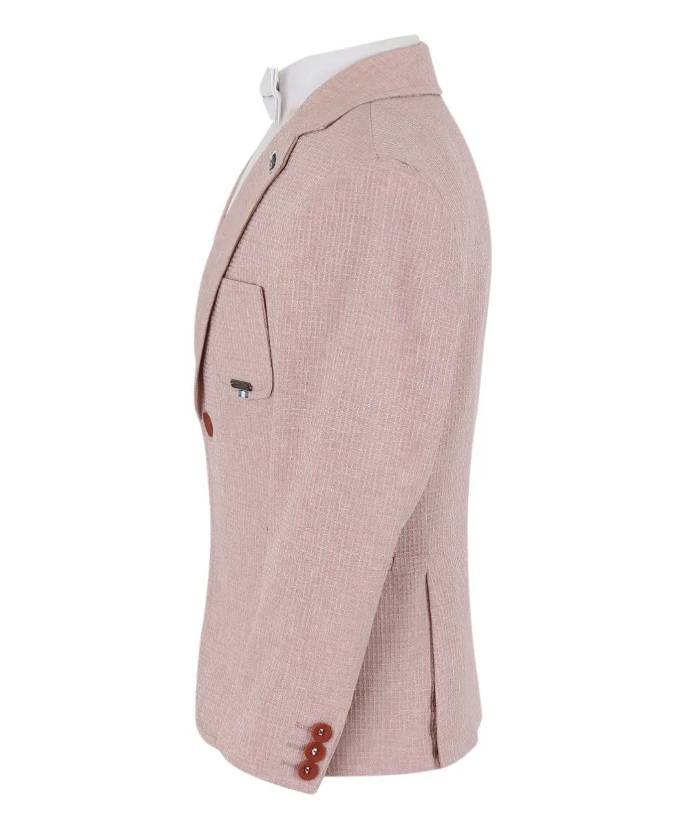 Boys Twill Single Breasted Slim Fit Blazer - TERRY - Powder Pink