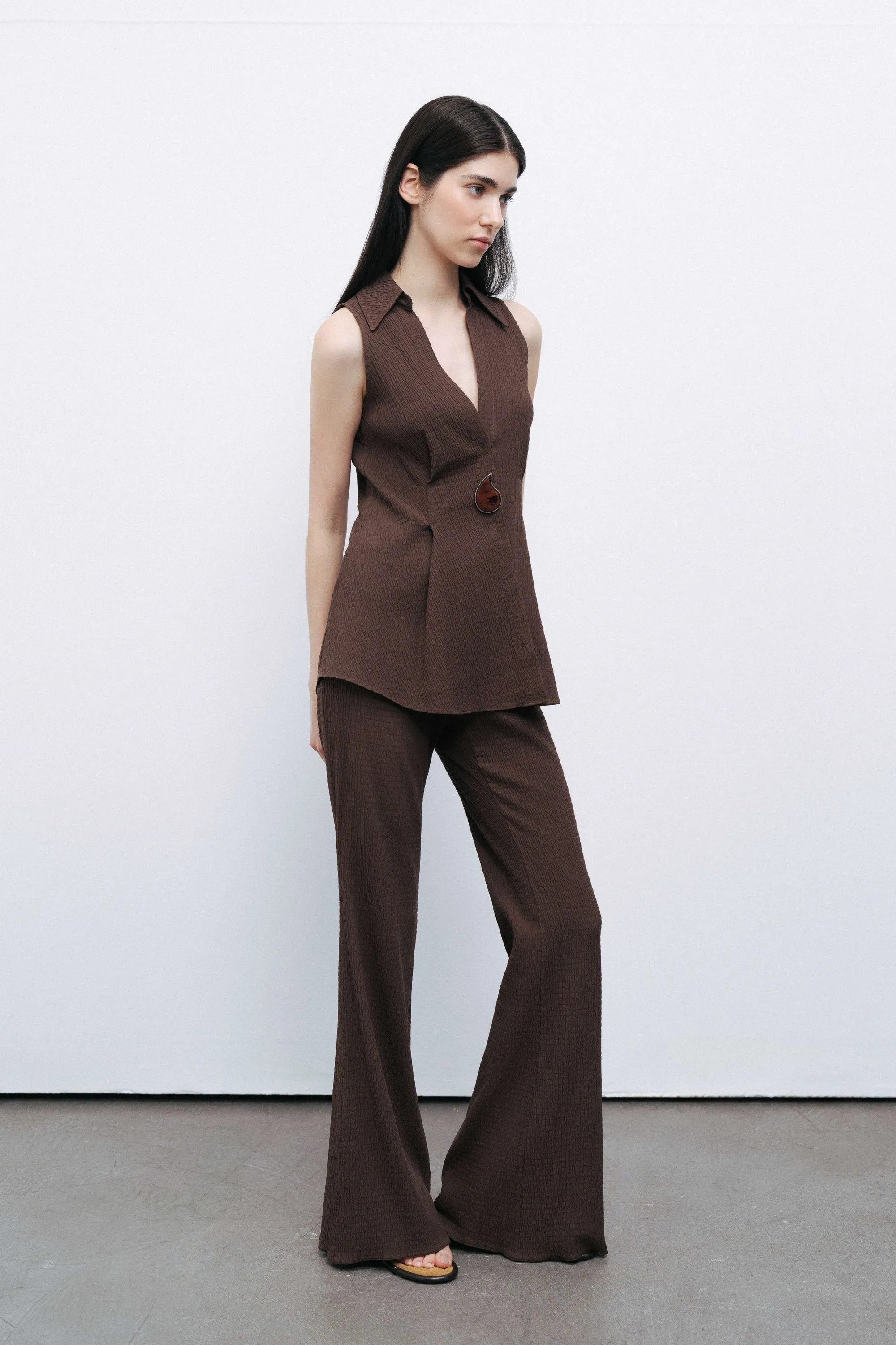 Brown Flared Pants