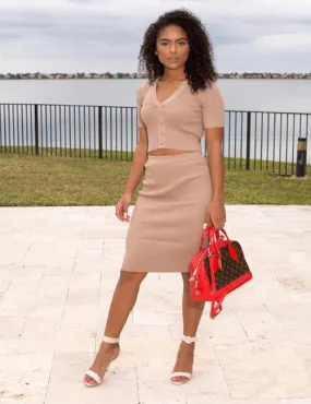 Copy of Emilia - Button Up Crop Top Skirt Set