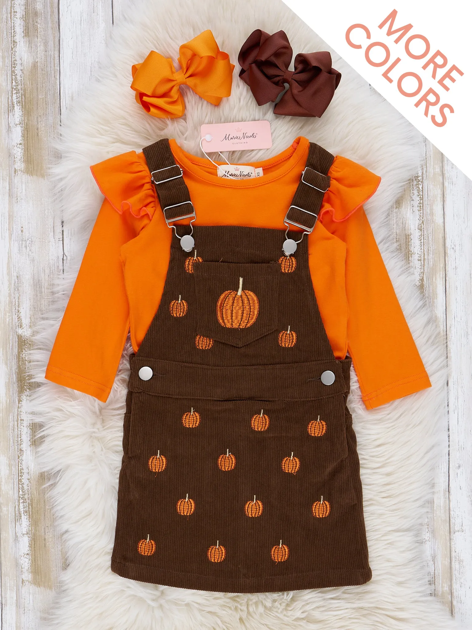 Corduroy Embroidered Overall Set