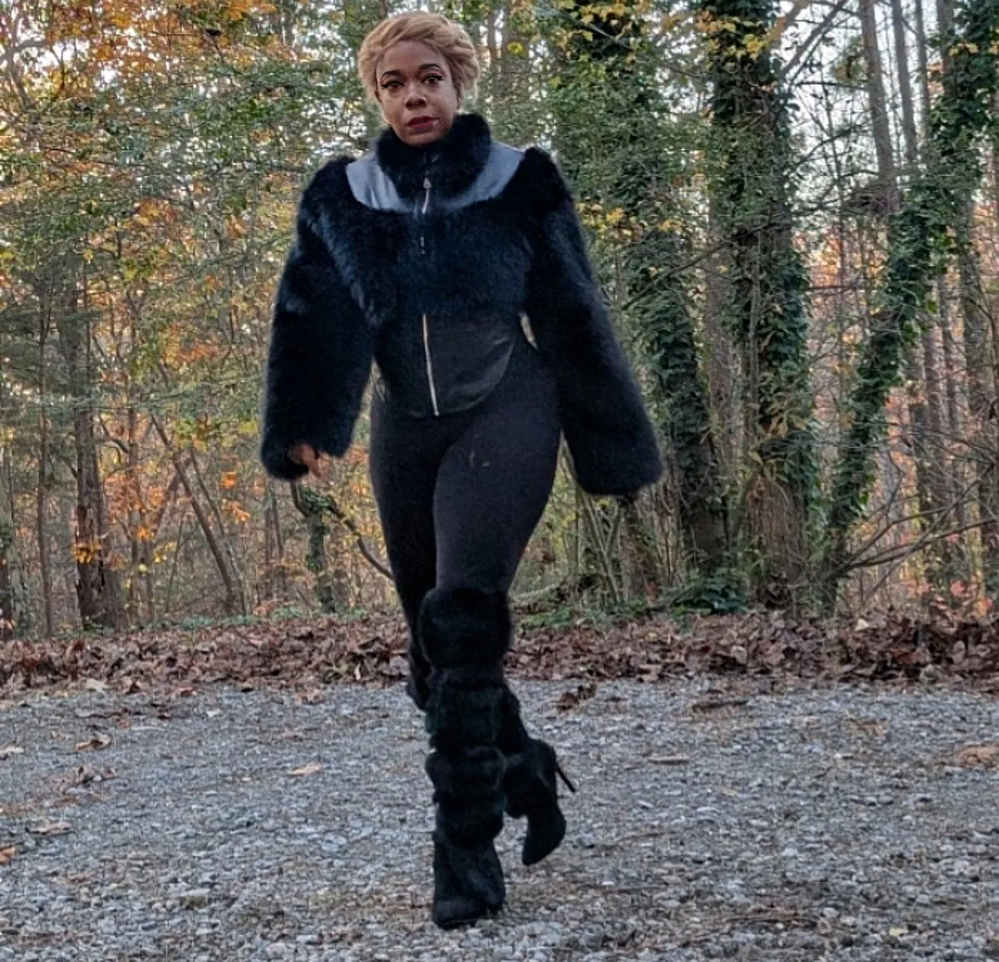 Crop High Low Faux Fur Jacket (Ready to Ship)