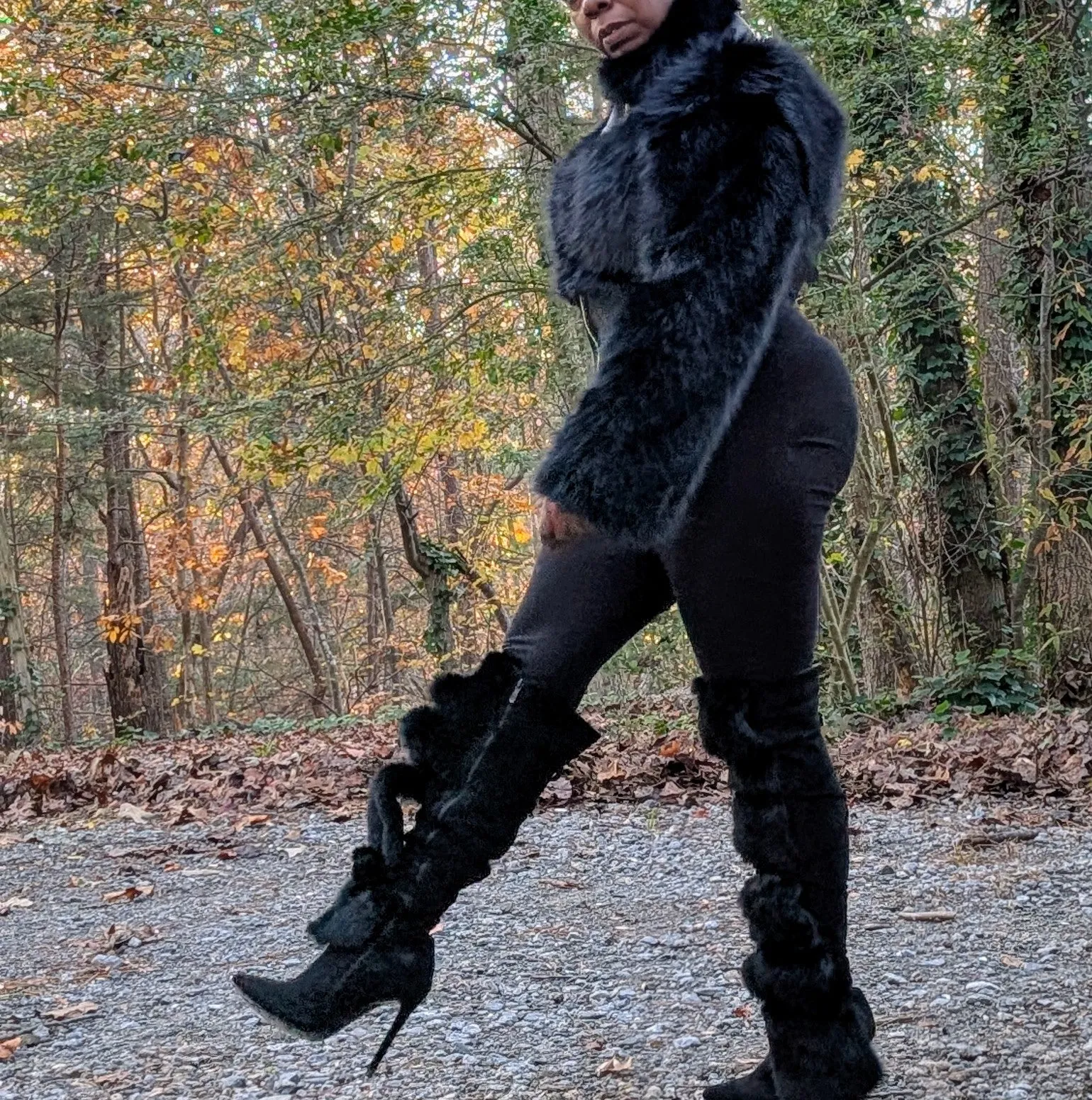Crop High Low Faux Fur Jacket (Ready to Ship)