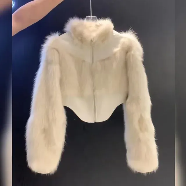 Crop High Low Faux Fur Jacket (Ready to Ship)