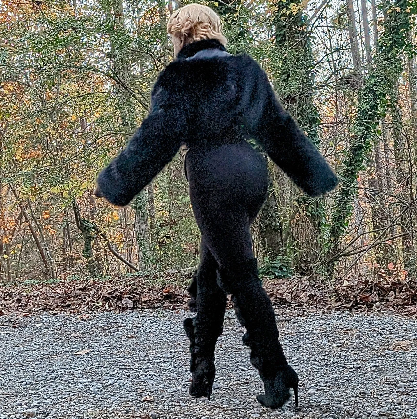 Crop High Low Faux Fur Jacket (Ready to Ship)