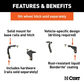 CURT 16306 Semi-Custom 5th Wheel Brackets; Select Dodge; Ram 1500