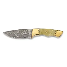 Damascus Steel Camel Bone Handle Hunting Knife