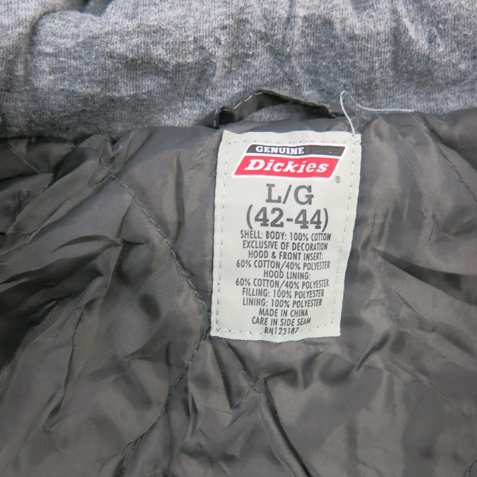 Dickies Jacket Mens Large Gray Long Sleeve Outdoor Canvas Button Up Hooded Coat