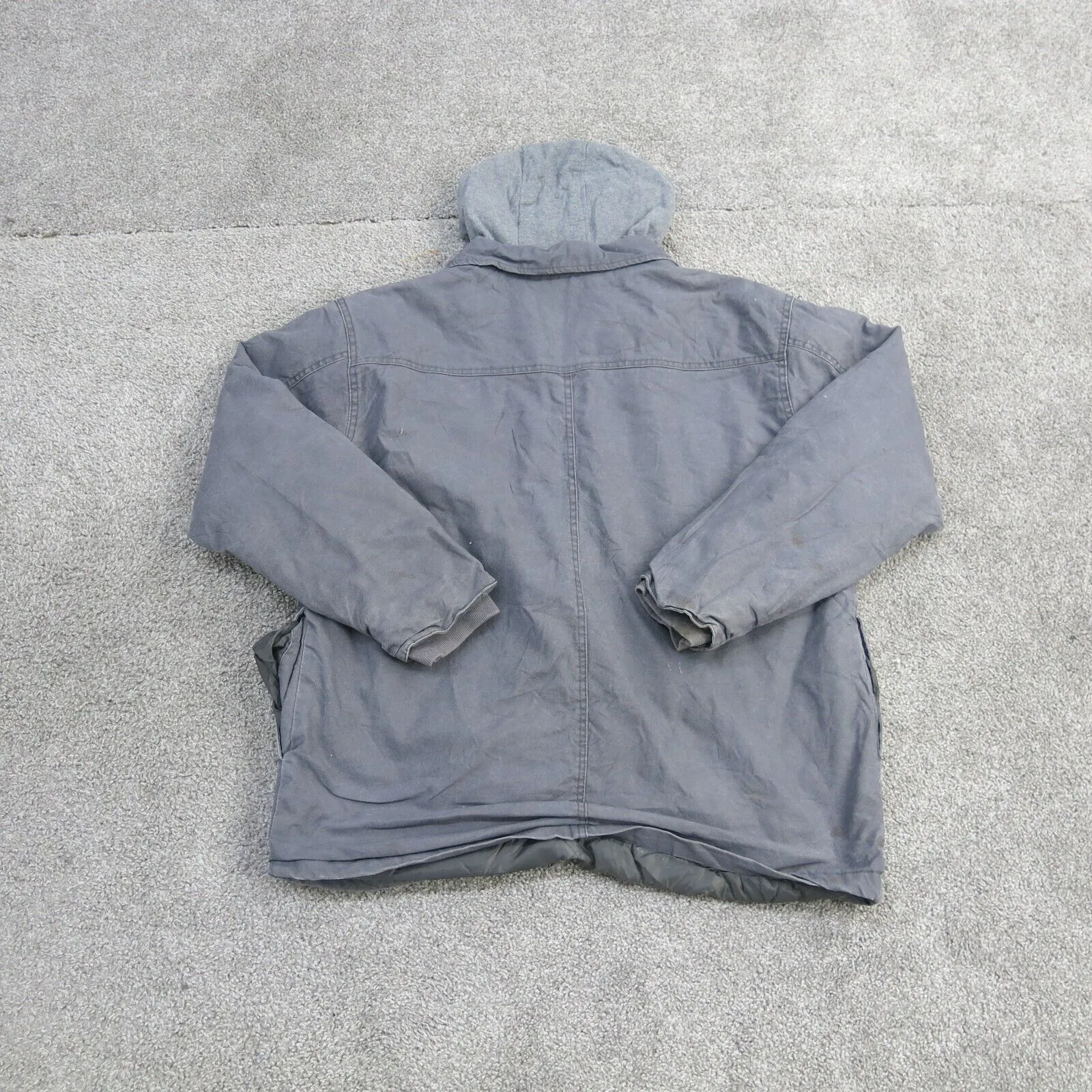 Dickies Jacket Mens Large Gray Long Sleeve Outdoor Canvas Button Up Hooded Coat