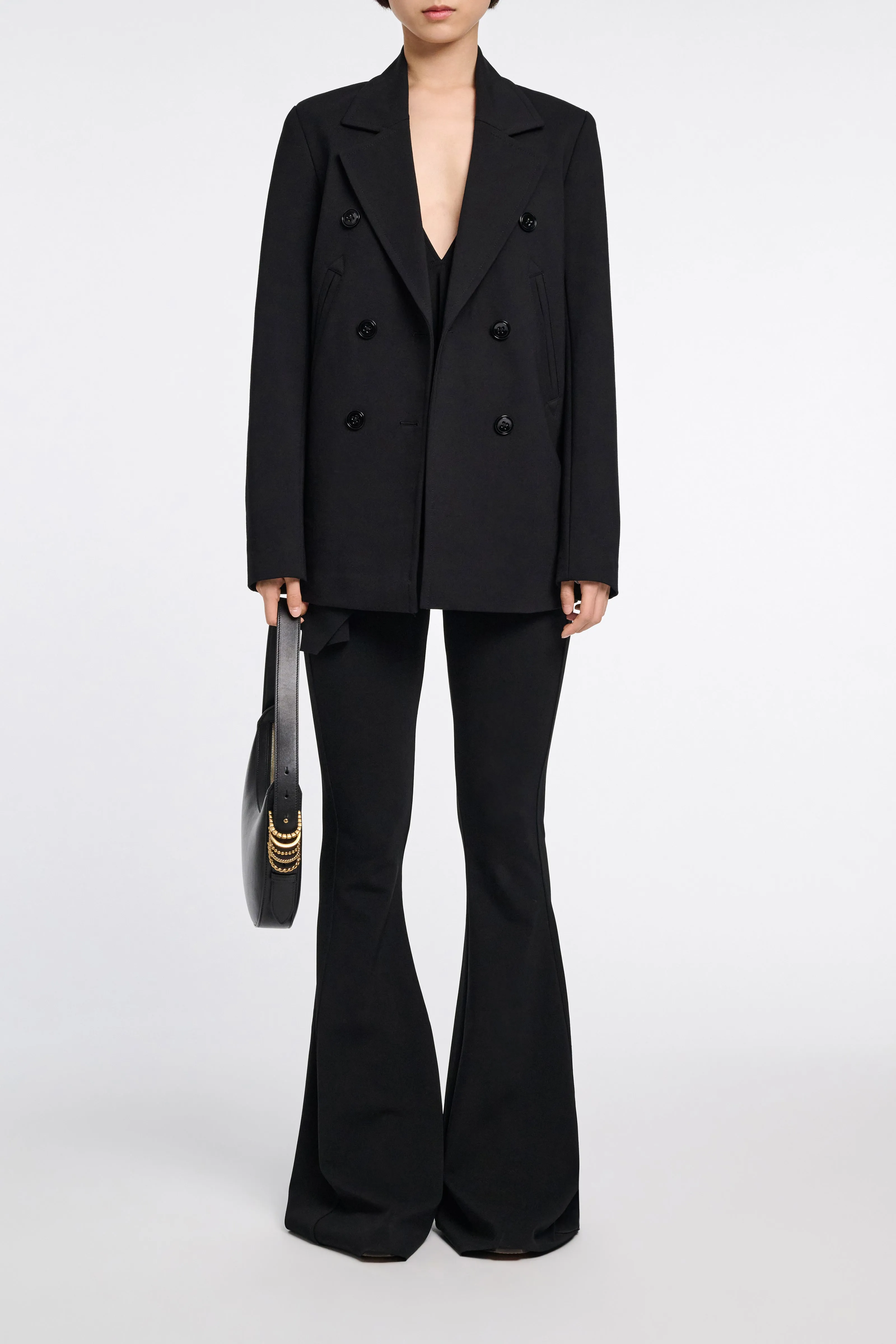Dorothee Schumacher Slim Pants with Flared Leg in Black