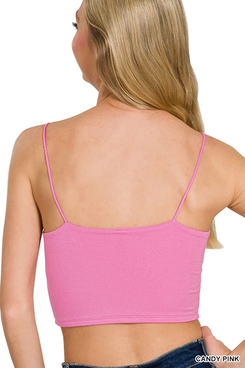 Double layered spaghetti bra cami