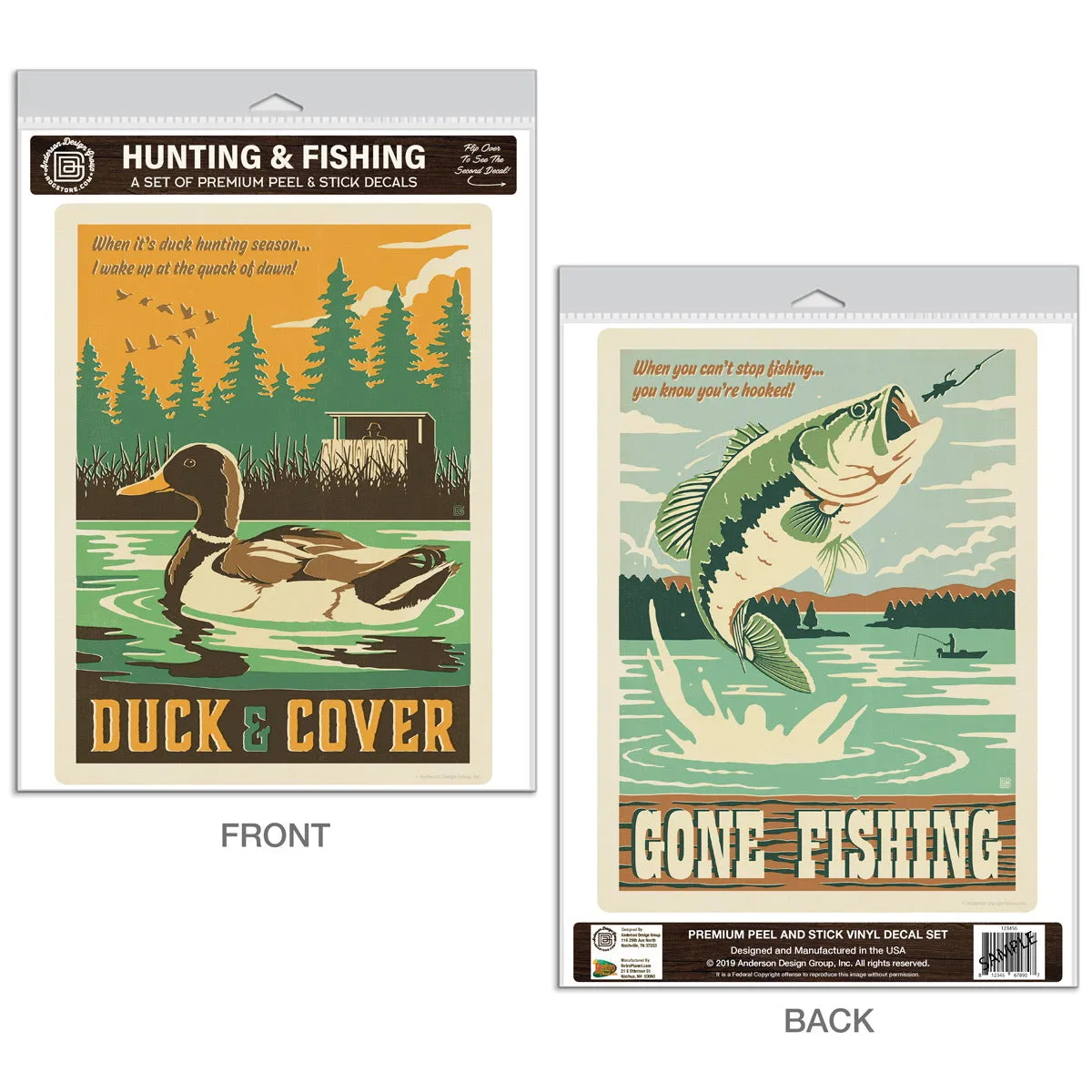 Duck Hunting & Fishing Decal Set of 2