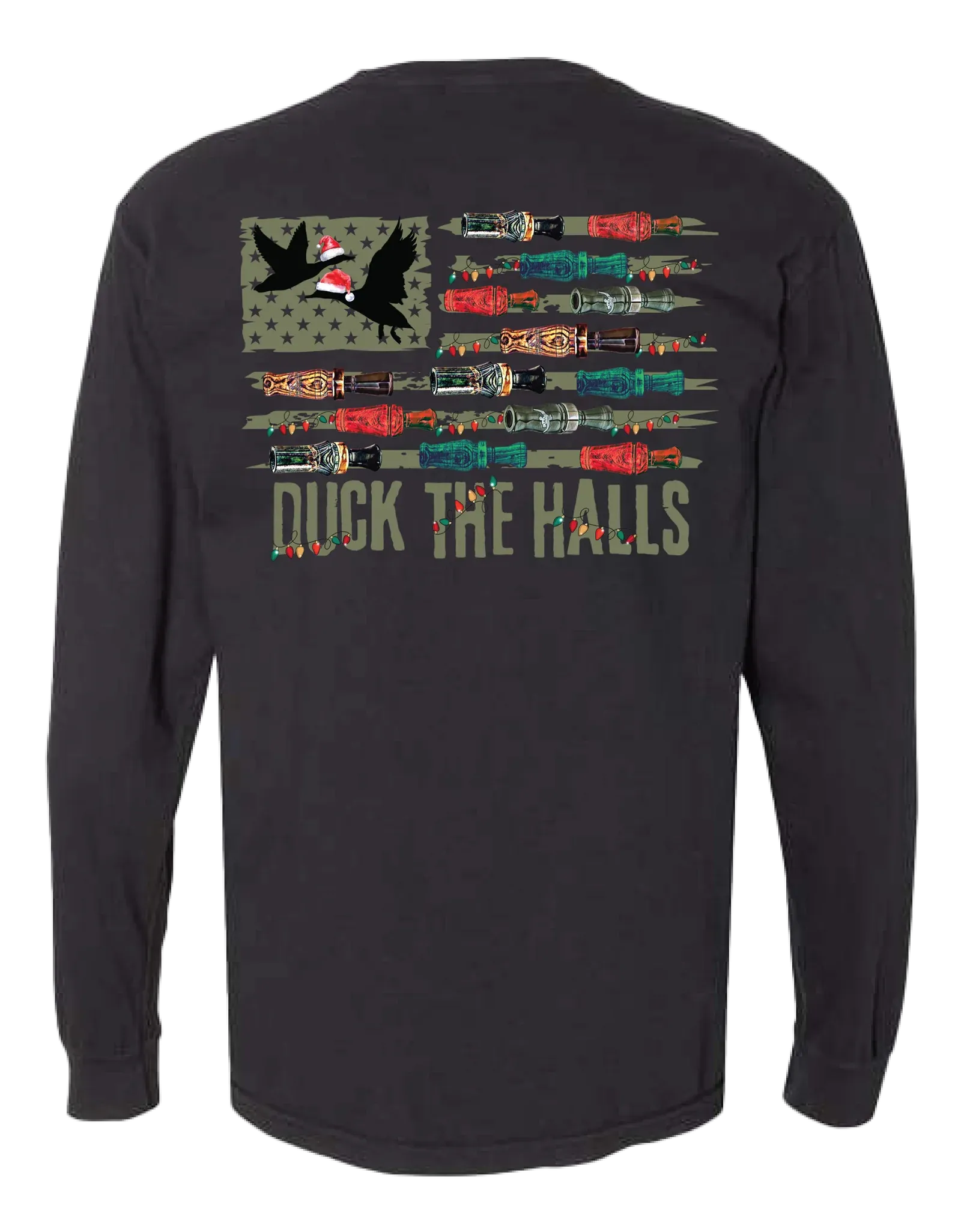 Duck the Halls Long Sleeve Tee- Black