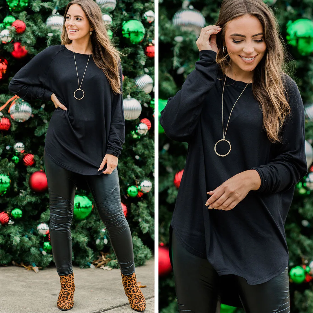 Easy Like Sunday Black Fleece Tunic
