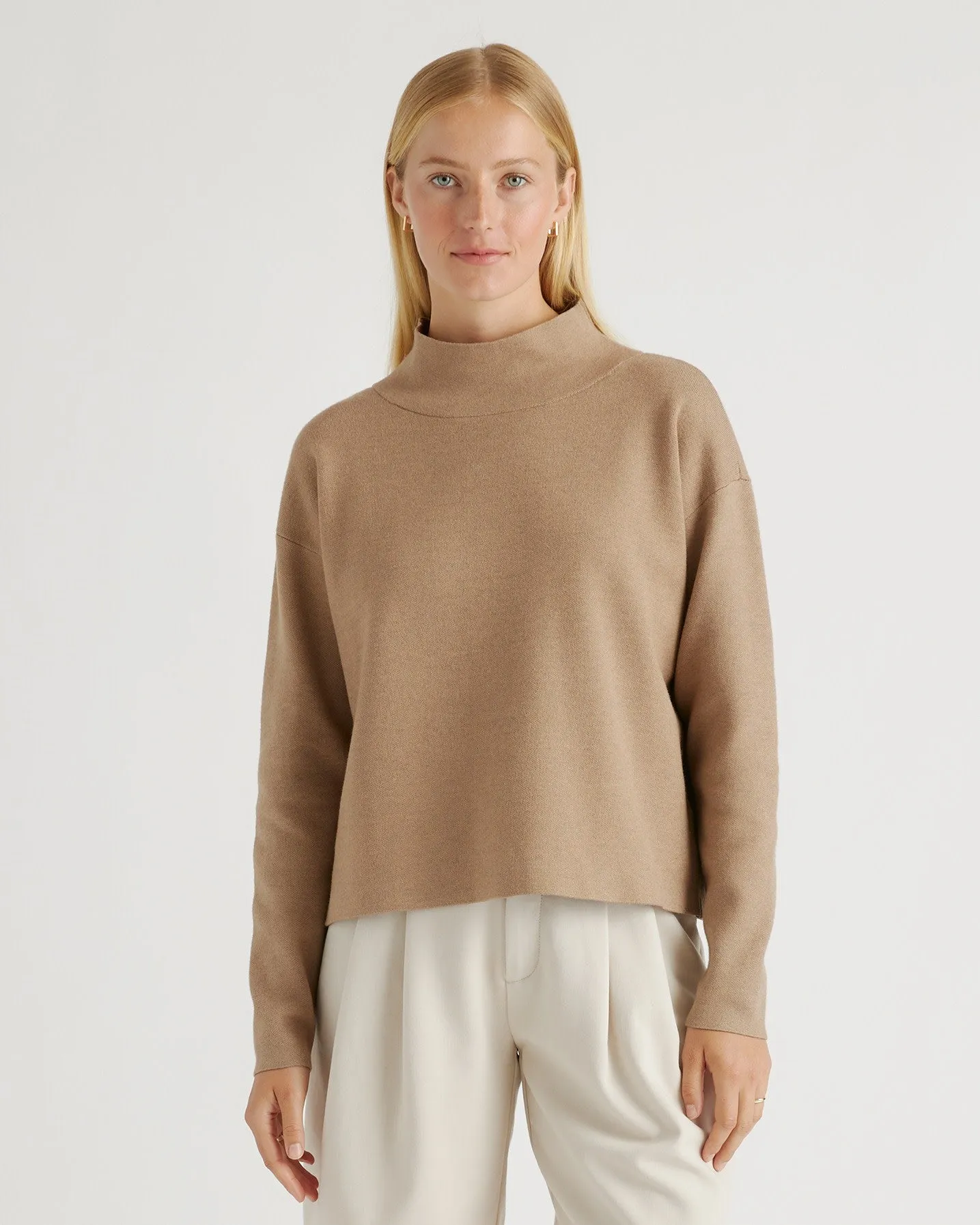 Eco-Knit Milano Stitch Mock Neck Pullover