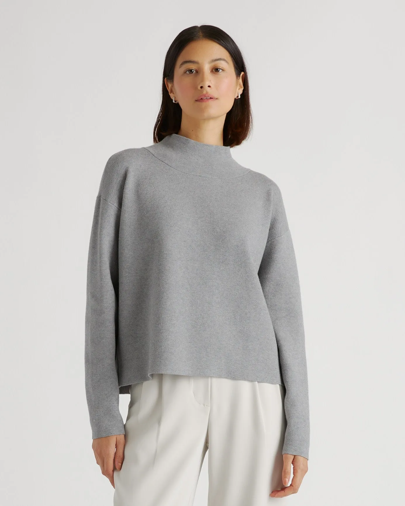 Eco-Knit Milano Stitch Mock Neck Pullover