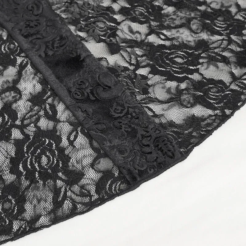 EPT01401 Black Gothic velveteen embossed flared pants