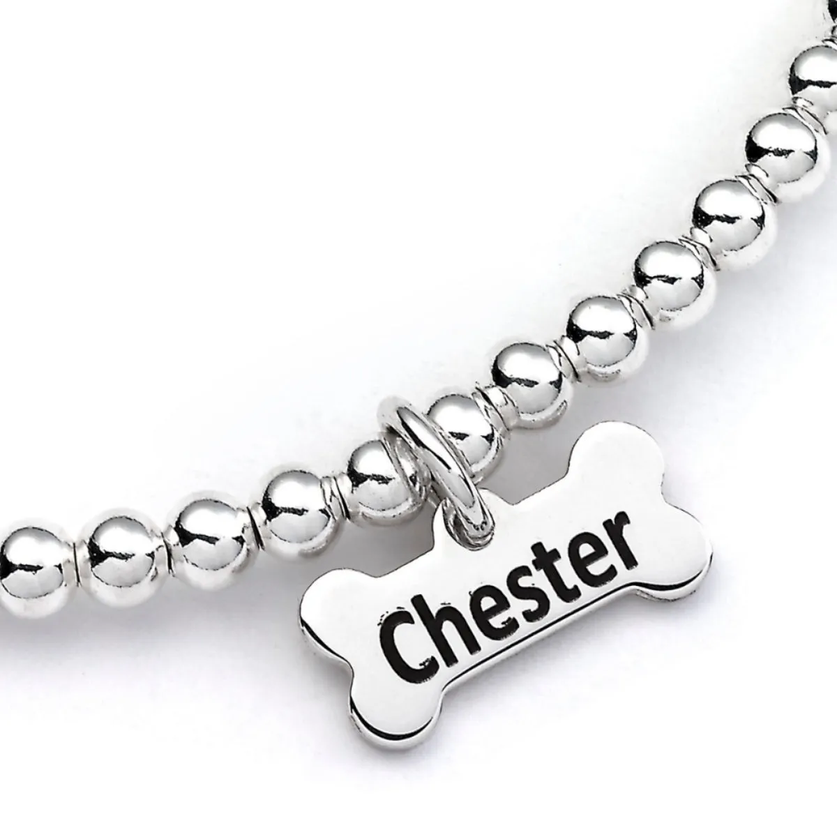 Finnish Lapphund Silhouette Silver Ball Bead Bracelet - Personalised