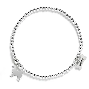 Finnish Lapphund Silhouette Silver Ball Bead Bracelet - Personalised
