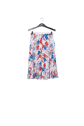 Floral-print plissé midi skirt