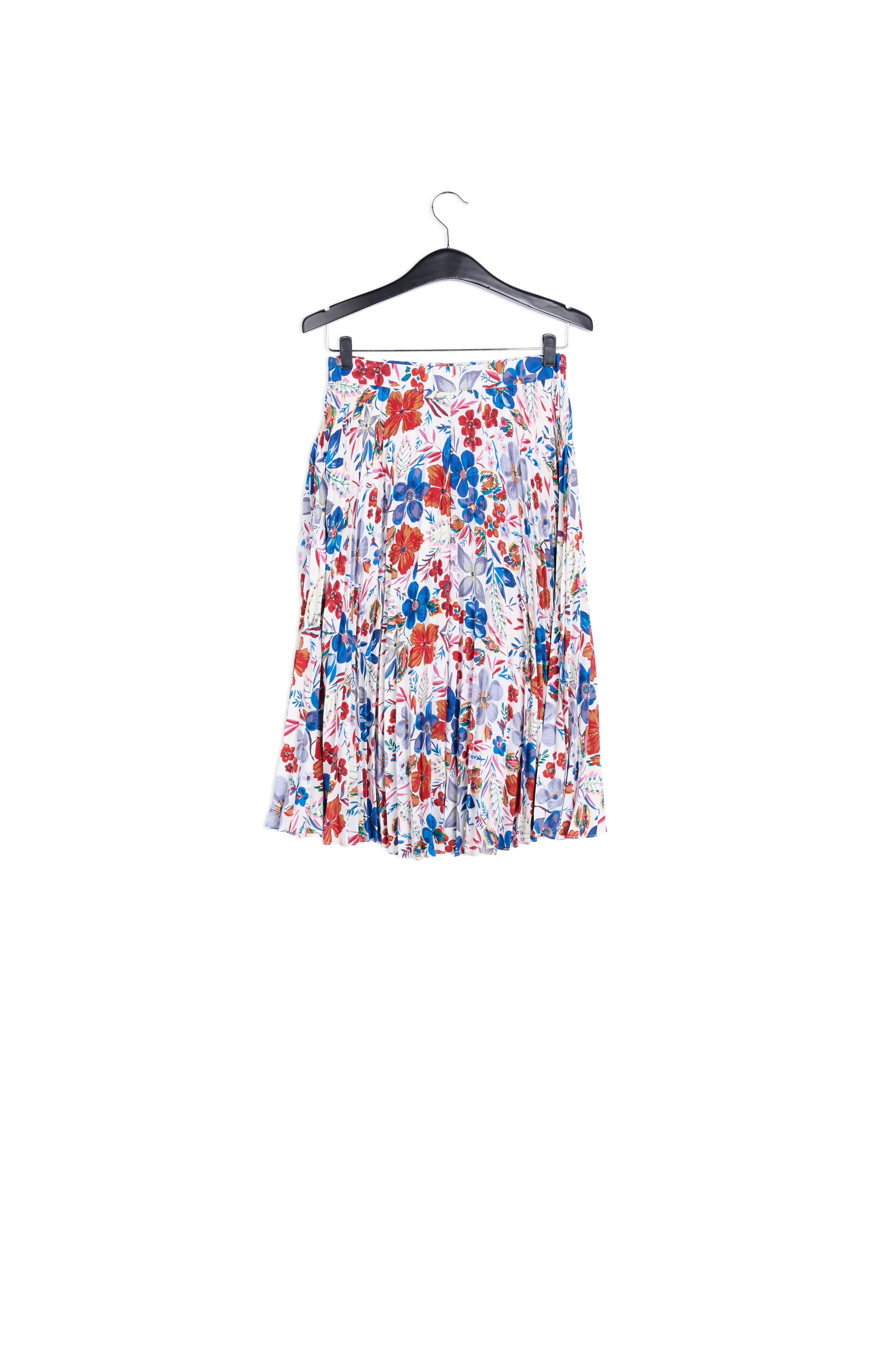 Floral-print plissé midi skirt