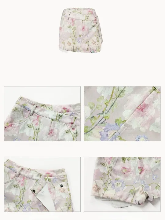 Flower Double Waist Culottes Shorts