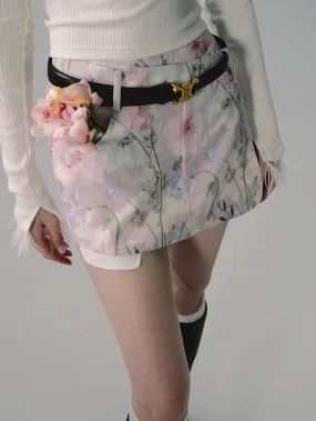 Flower Double Waist Culottes Shorts