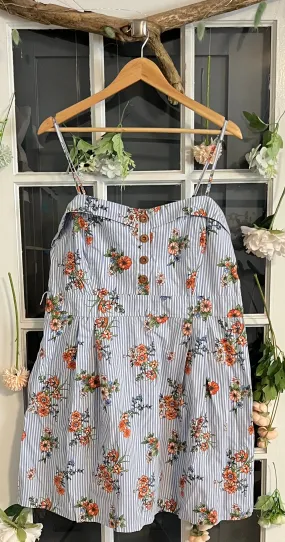 Forever 21 Blue Striped and Floral Babydoll Top 2X