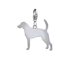 Foxhound Silhouette Silver Charm