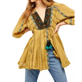 FP Free People Sabeena Embroidered Tunic Top SZ S